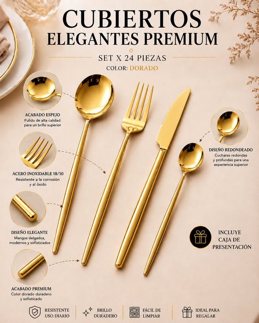 Juego de Cubiertos Premium 24 Piezas – Acero Inoxidable