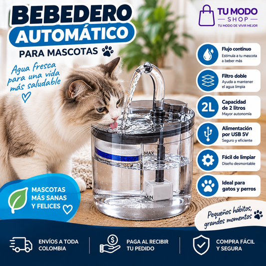Bebedero Automático para Mascotas – Fuente de Agua 2L 🐾